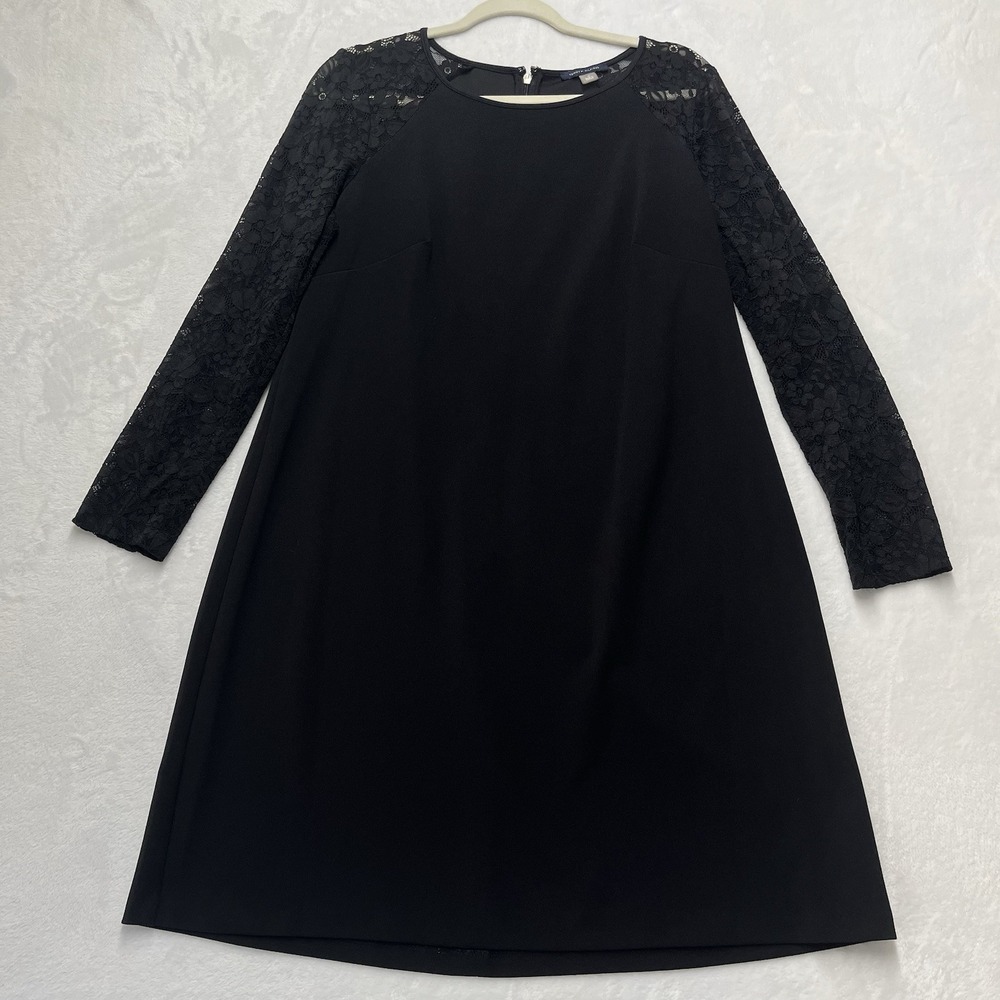 Tommy Hilfiger Lace Sleeve Shift Dress Womens 16 Black Career Work Professional